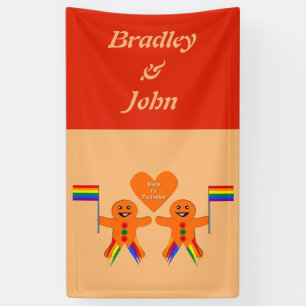 Gay Men Christmas Gingerbread Couple Custom Banner