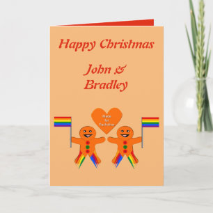 Gay Men Christmas Gingerbread Couple Custom Card