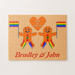 Gay Men Christmas Gingerbread Couple Custom Jigsaw Puzzle