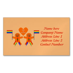 Gay Men Christmas Gingerbread Couple Custom Magnetic Business Card