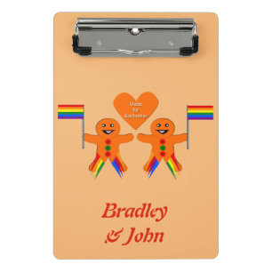 Gay Men Christmas Gingerbread Couple Custom Mini Clipboard