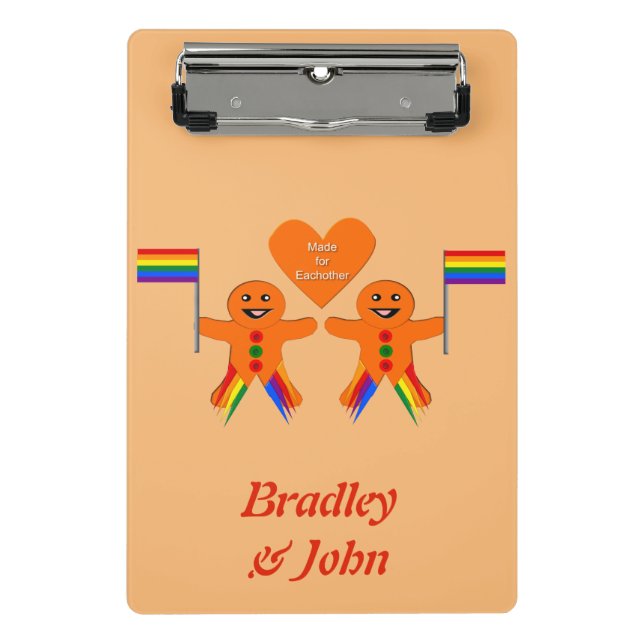 Gay Men Christmas Gingerbread Couple Custom Mini Clipboard (Front)