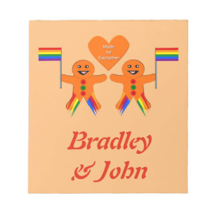 Gay Men Christmas Gingerbread Couple Custom Notepad