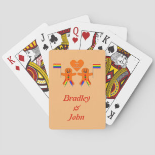 Gay Men Christmas Gingerbread Couple Custom Playing Cards
