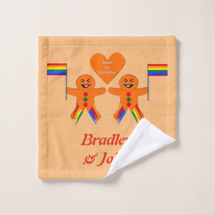 Gay Men Christmas Gingerbread Couple Custom Wash Cloth