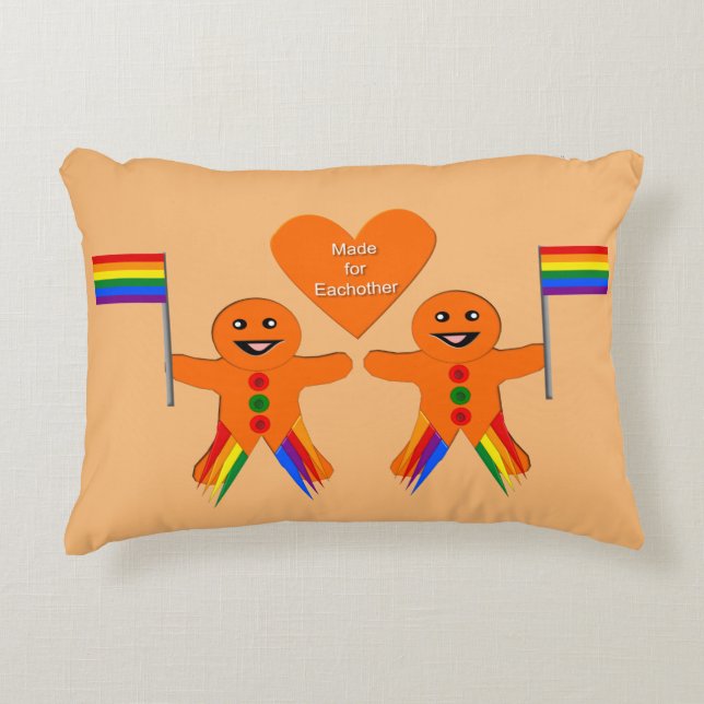 Gay Men Christmas Gingerbread Couple Decorative Cushion (Front)
