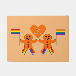 Gay Men Christmas Gingerbread Couple Doormat