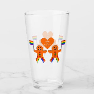 Gay Men Christmas Gingerbread Couple Glass