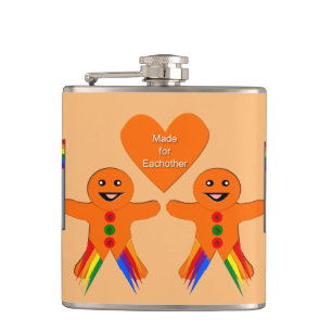 Gay Men Christmas Gingerbread Couple Hip Flask