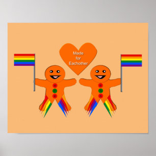 Gay Men Christmas Gingerbread Couple Poster