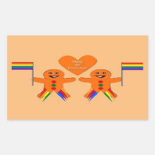 Gay Men Christmas Gingerbread Couple Rectangular Sticker