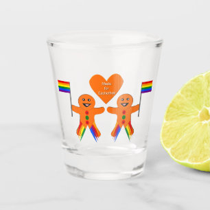 Gay Men Christmas Gingerbread Couple Shot Glass