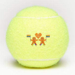 Gay Men Christmas Gingerbread Couple Tennis Balls