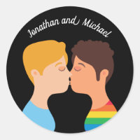 Gay Men Couple Kiss Custom LGBTQ Pride Monogram