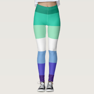 Gay Men Flag Green Blue Purple White Striped LGBT Leggings