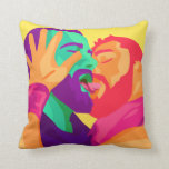 Gay Men Kissing, Rainbow Art, Colourful Pillow<br><div class="desc">Gay Men Kissing,  Rainbow Art,  Colourful Pillow,  Abstract,  LGBT,  sofa,  unique gift,  marriage equality,  Gay Love,  boyfriends,  partners,  commitment ceremony, gay  anniversary gift. bromance. This pillow is customisable. Add a date,  or names,  or personal phrase on the back or front of your pillow.</div>