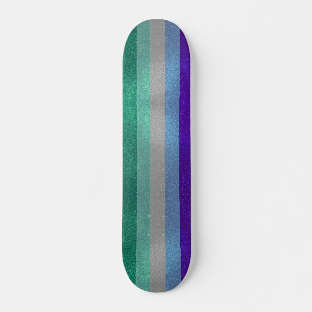 Gay Men Pride Flag Glitter Sparkles LGBTQ Skateboard (Front)