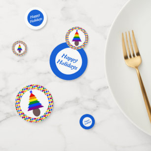 Gay Men Rainbow Christmas Tree and Presents Custom Confetti
