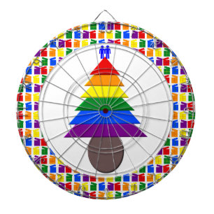 Gay Men Rainbow Christmas Tree and Presents Dartboard
