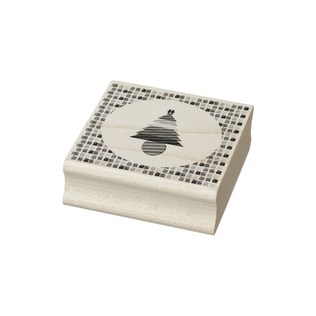 Gay Men Rainbow Christmas Tree and Presents Rubber Stamp (Stamp)