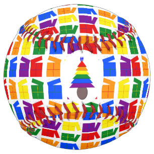 Gay Men Rainbow Christmas Tree and Presents Softball