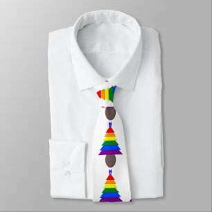 Gay Men Rainbow Christmas Tree and Presents Tie