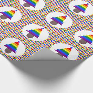 Gay Men Rainbow Christmas Tree and Presents Wrapping Paper