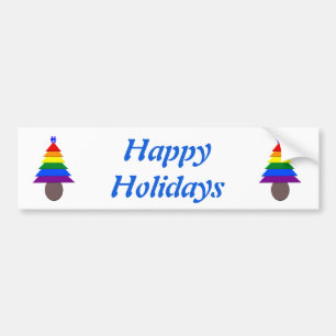 Gay Men Rainbow Christmas Tree Custom Bumper Sticker