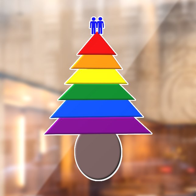 Gay Men Rainbow Christmas Tree Window Cling (Sheet 2)