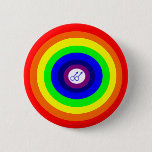 Gay Men Round Rainbow Button