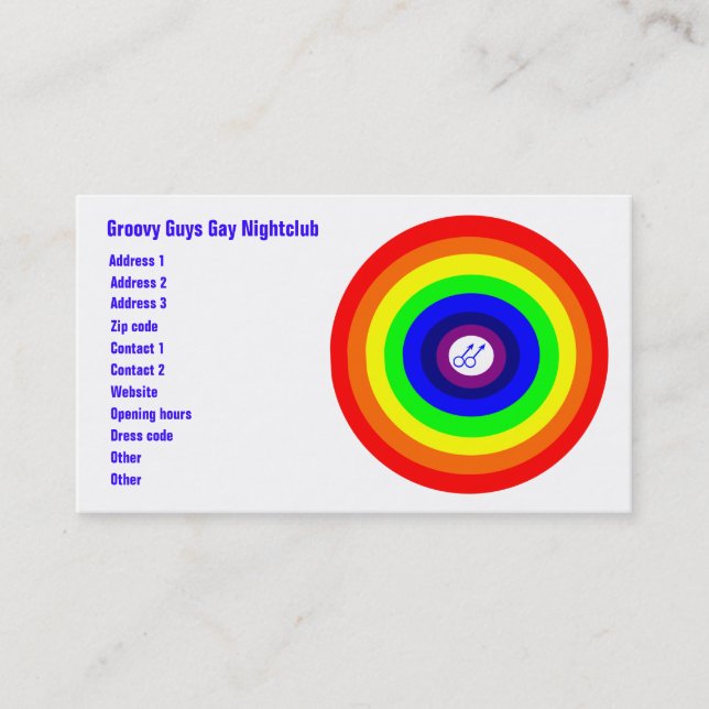 Gay Men Round Rainbow Custom Business Card (Front)