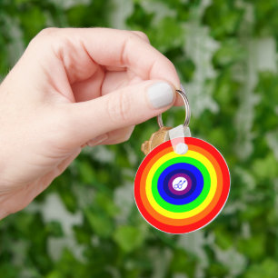 Gay Men Round Rainbow Keychain