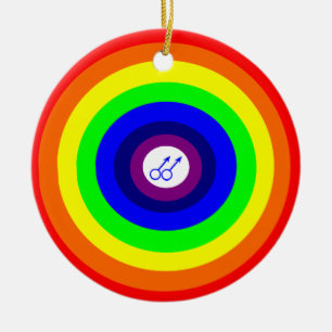 Gay Men Round Rainbow Pendant Ceramic Tree Decoration