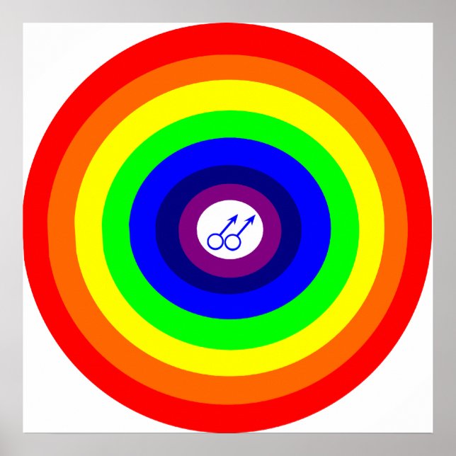 Gay Men Round Rainbow Poster (Front)