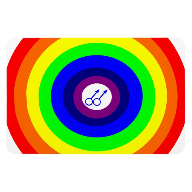 Gay Men Round Rainbow Premium Magnet (Horizontal)