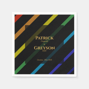 Gay Men Wedding Elegant Rainbow Cocktail Napkin