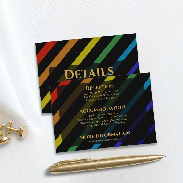 Gay Men Wedding Elegant Rainbow Enclosure Card (Creator Uploaded)
