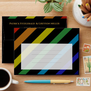 Gay Men Wedding Elegant Rainbow Envelope