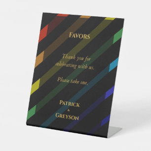 Gay Men Wedding Elegant Rainbow Favour Pedestal Sign