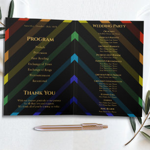 Gay Men Wedding Elegant Rainbow Folded Program Programme