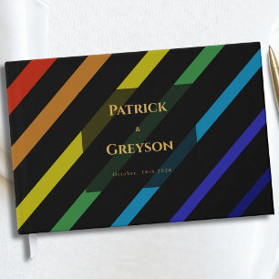 Gay Men Wedding Elegant Rainbow Guest Book