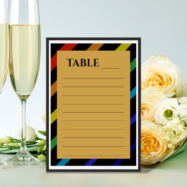 Gay Men Wedding Elegant Rainbow Name Table Number (Creator Uploaded)
