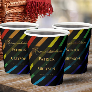 Gay Men Wedding Elegant Rainbow Paper Cups
