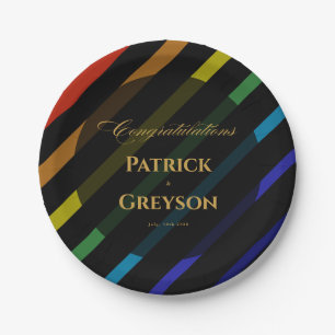 Gay Men Wedding Elegant Rainbow Paper Plate
