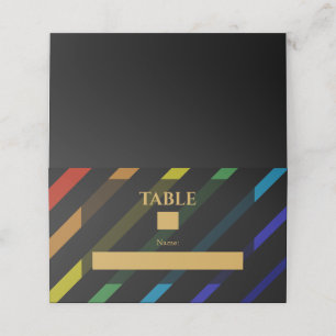 Gay Men Wedding Elegant Rainbow Place Card