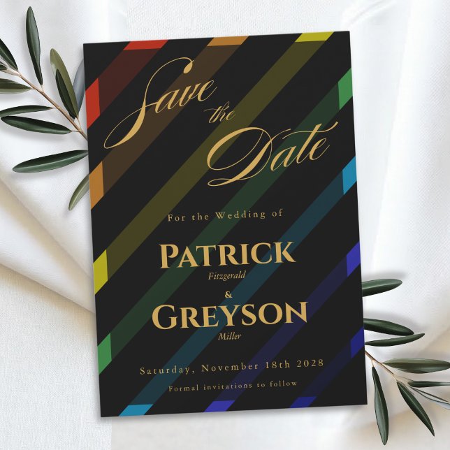 Gay Men Wedding Elegant Rainbow Save The Date (Creator Uploaded)