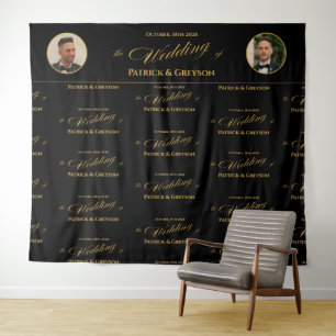 Gay Men Wedding Step and Repeat Photo Backdrop Tapestry