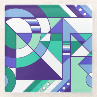 Gay Men's Pride Abstract Geometric Blue Green Glass Coaster
