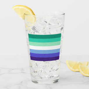 Gay Mens Pride Flag (Azure & Blue) Glass