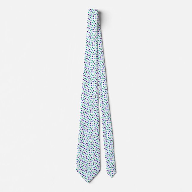 Gay Men's Pride Stars Blue Green Tie (Front)